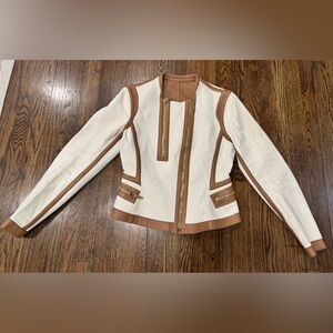 Bally Lamb Leather Bomber Jacket Womens Size 8 Flaws